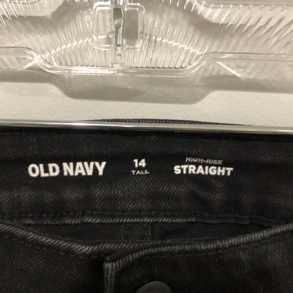 14 Tall Black high rise straight Old Navy Jeans - Picture 3 of 3